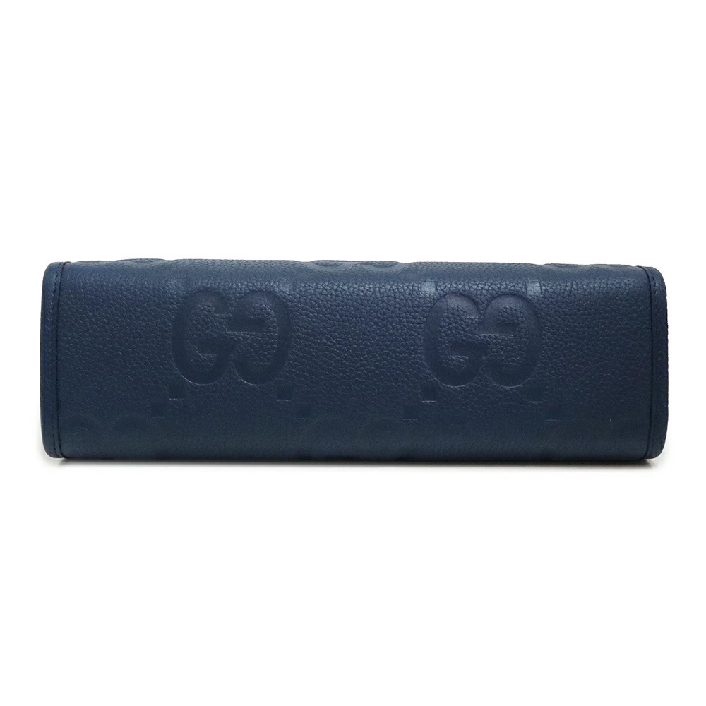 Gucci Jumbo GG Clutch Shoulder Clutch Bag Leather Blue - Picture 7 of 10